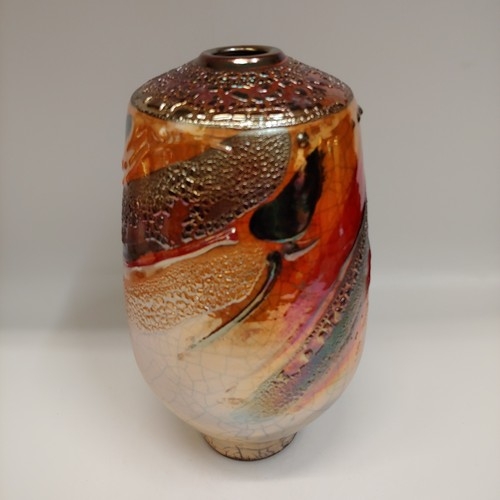 #221181 Raku Vase 3xFired 9.75x5 $42 at Hunter Wolff Gallery